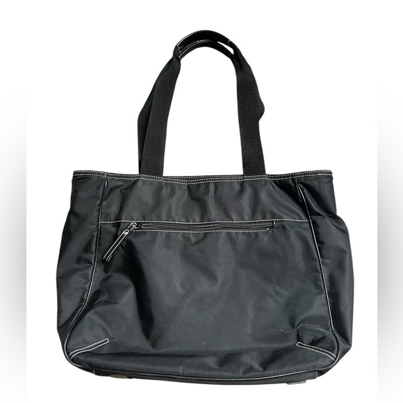 Nine West Black Nylon Shoulder Purse with White Stitching - Picture 2 of 9